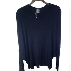 Oops women's black crewneck dropped sleeves long sleeves